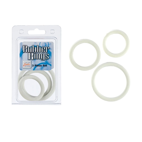 Rubber Ring 3 Piece Set - White, Adornment Cockrings, California Exotic Novelties