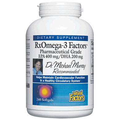 RxOmega-3 Factors, Fish Oil EPA 400/DHA 200, 120 Softgels, Natural Factors