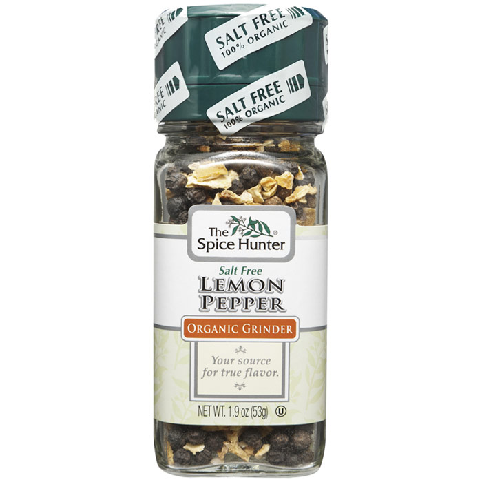 Lemon Pepper Salt Free Organic Grinder, 1.9 oz x 3 Jars, Spice Hunter