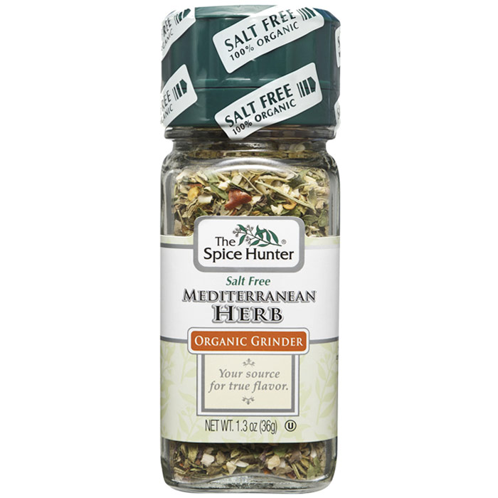 Mediterranean Herb Salt Free Organic Grinder, 1.3 oz x 3 Jars, Spice Hunter