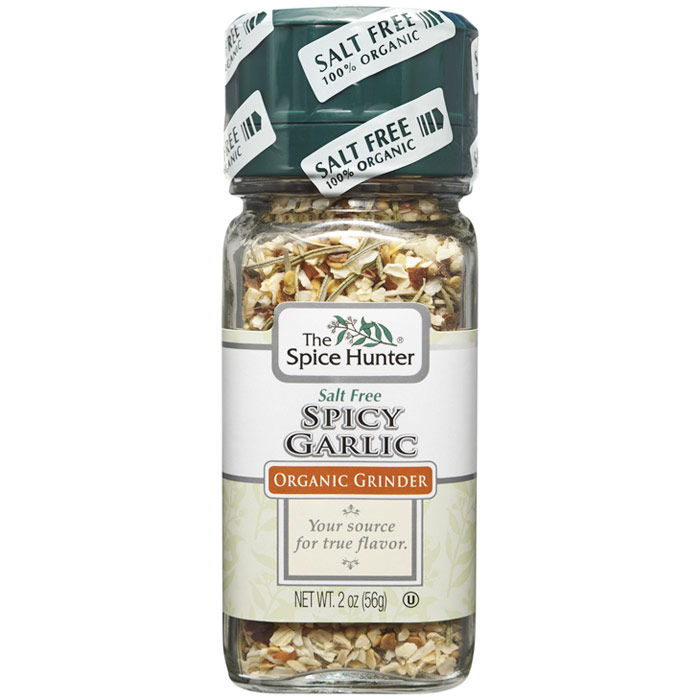 Spicy Garlic Salt Free Organic Grinder, 2 oz x 3 Jars, Spice Hunter