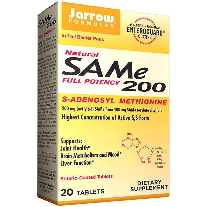 SAM-e 200 mg, 20 Enteric-Coated tabs, Jarrow Formulas