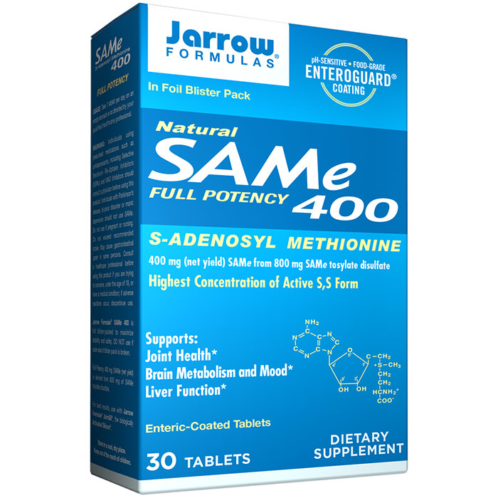 Jarrow Formulas SAM-e 400 mg, 30 Enteric-Coated tabs, Jarrow Formulas