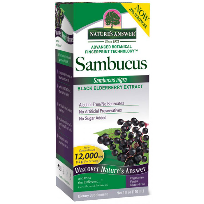 Sambucus Black Elderberry Extract Liquid - Original, 4 oz, Natures Answer