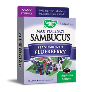 Sambucus Max Potency Standardized Elderberry, 18 Vegetarian Softgels, Natures Way