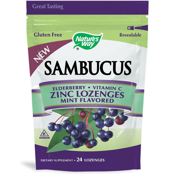 Sambucus Zinc Lozenges - Mint Flavor, 24 Lozenges, Natures Way