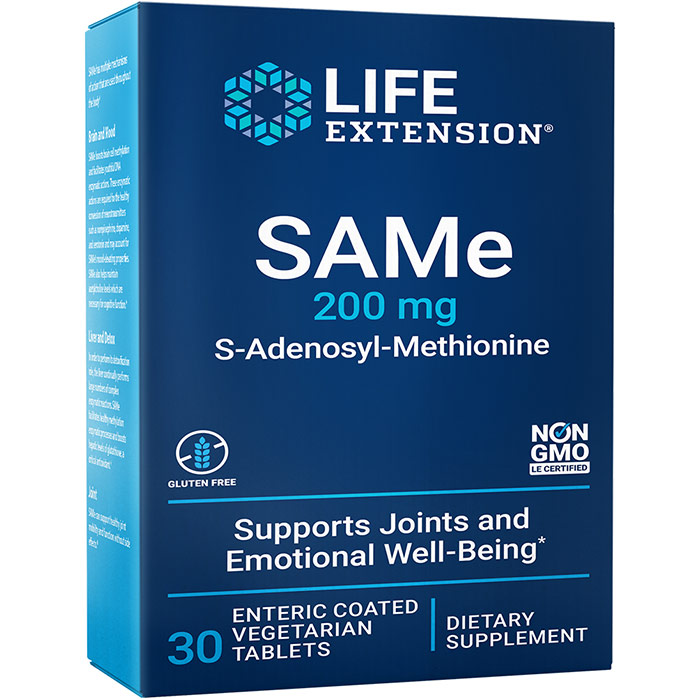 SAMe (S-Adenosyl-Methionine) 200 mg, 20 Enteric Coated Tablets, Life Extension