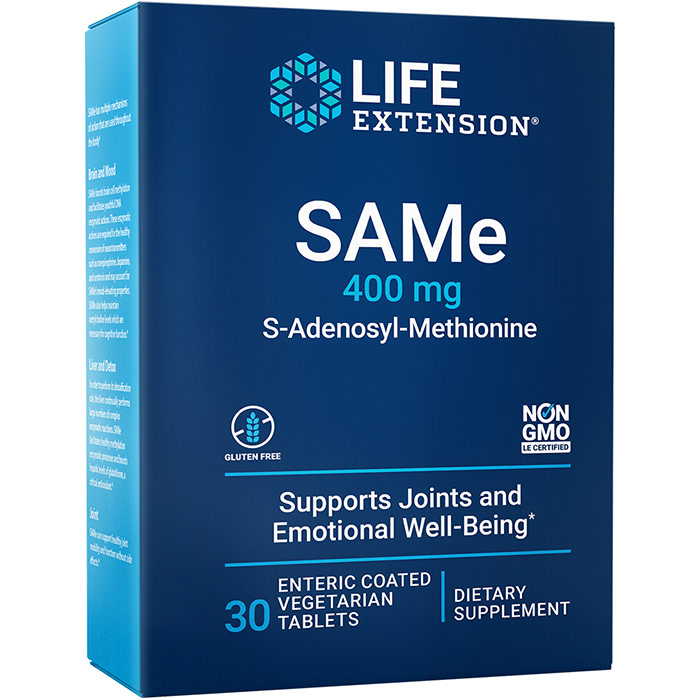 Same (S-Adenosyl-Methionine, SAM-e) 400 mg, 20 Tablets, Life Extension