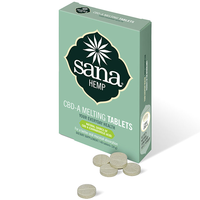Sana Hemp CBDA Melting Tablets, Natural Source of CBD-A, 20 Tablets