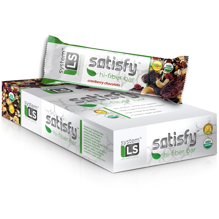 Satisfy Hi-Fiber Bar, Cranberry Chocolate, 1.58 oz x 12 Bars, System LS (SystemLS)