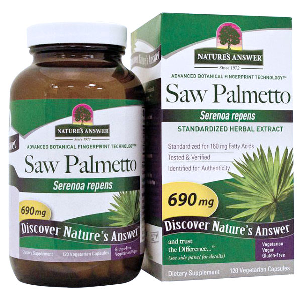 Saw Palmetto 690 mg, Full Spectrum Herb, 120 Vegetarian Capsules, Natures Answer