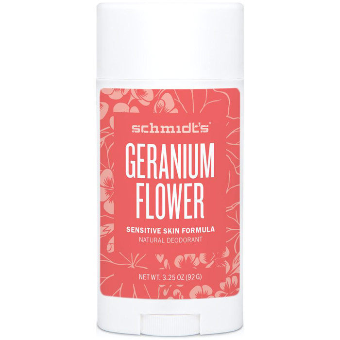 Schmidts Sensitive Skin Natural Deodorant Stick, Geranium Flower, 3.25 oz