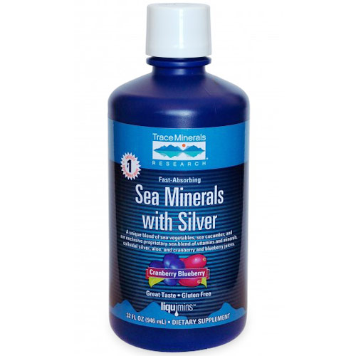 Sea Minerals Liquid with Silver, 32 oz, Trace Minerals Research