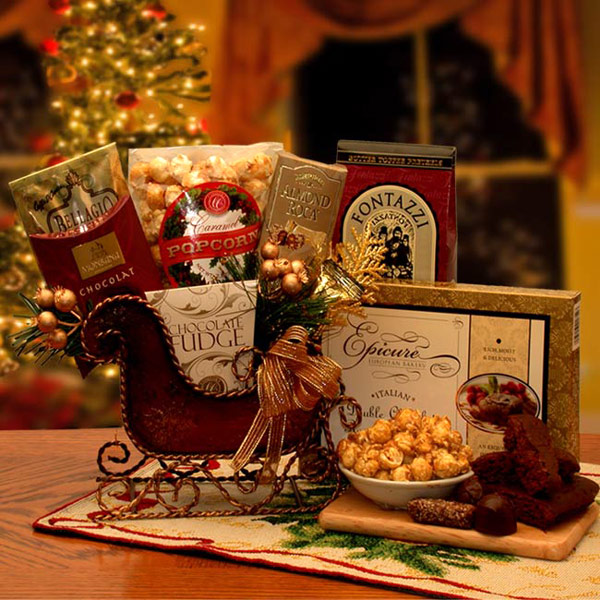 Elegant Gift Baskets Online Seasons Greetings Holiday Sleigh Gift Set, Small Size, 1 Set, Elegant Gift Baskets Online