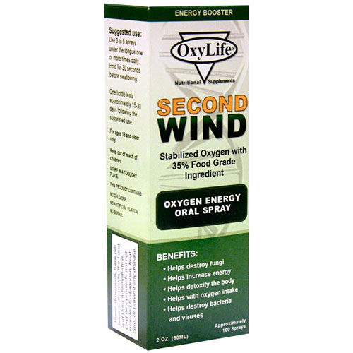 Second Wind, Oxygen Energy Oral Spray, 2 oz, Oxylife Products