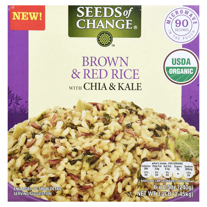 Seeds of Change Organic Brown & Red Rice with Chia & Kale, 8.5 oz x 6 Pouches