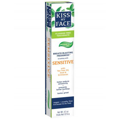 Sensitive Orange Mint Gel Fluoride Free Toothpaste, 4.5 oz, Kiss My Face