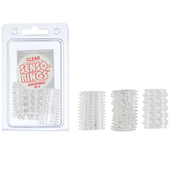 Senso Rings - Clear, For Use on Penis or Vibrator, 3 pc, California Exotic Novelties