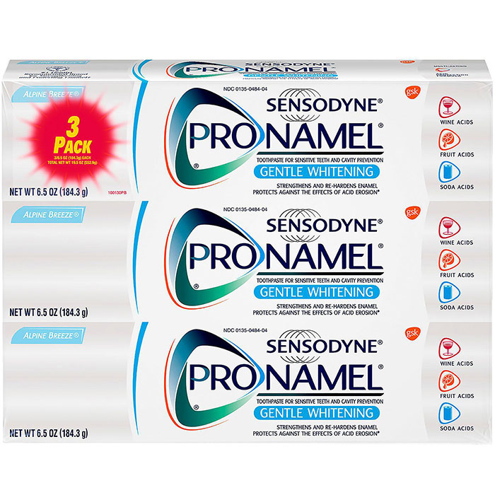 Sensodyne Pronamel Gentle Whitening Toothpaste for Sensitive Teeth & Cavity Prevention, Alpine Breeze, 6.5 oz x 3 Pack