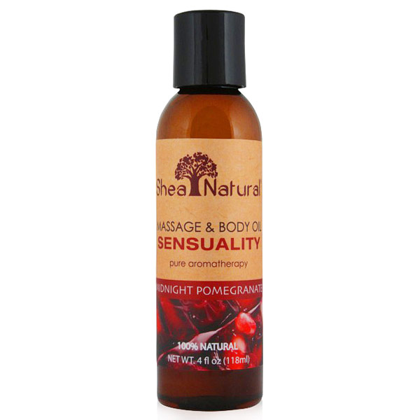 Sensuality Massage & Body Oil, Midnight Pomegranate, 4 oz, Shea Natural