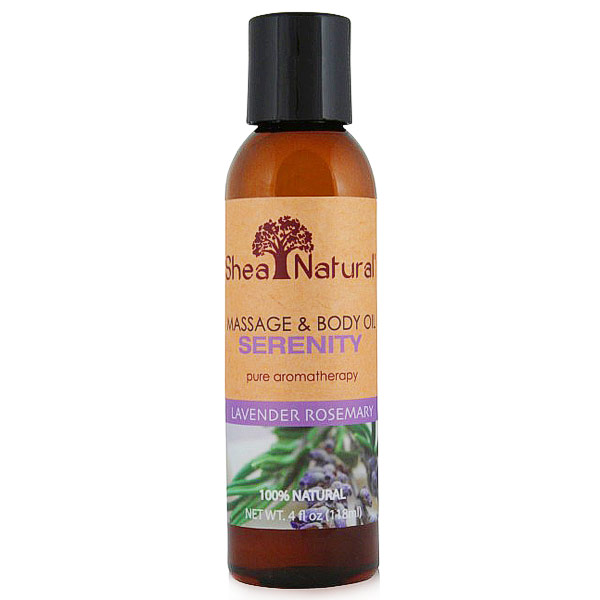 Serenity Massage & Body Oil, Lavender Rosemary, 4 oz, Shea Natural