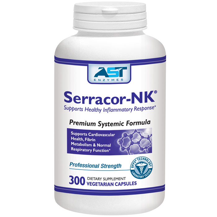 Serracor-NK, Systemic Enzyme Formula, Value Size, 300 Vegetarian Capsules, AST Enzymes
