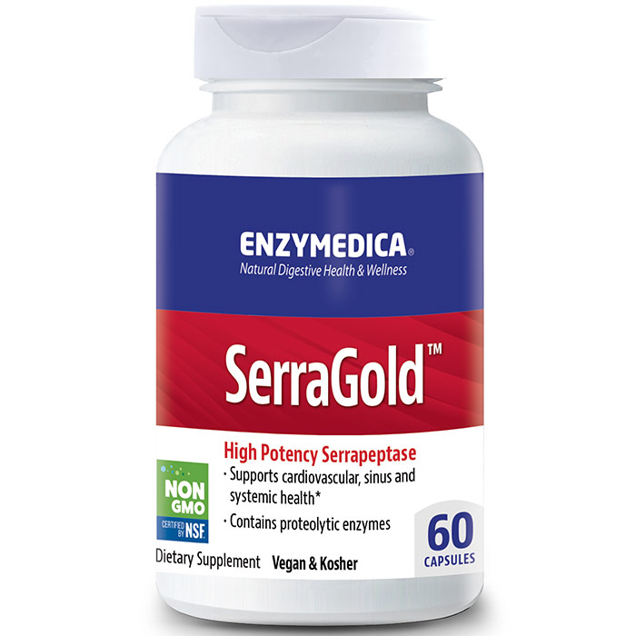 SerraGold, High Potency Serrapeptase, 60 Capsules, Enzymedica
