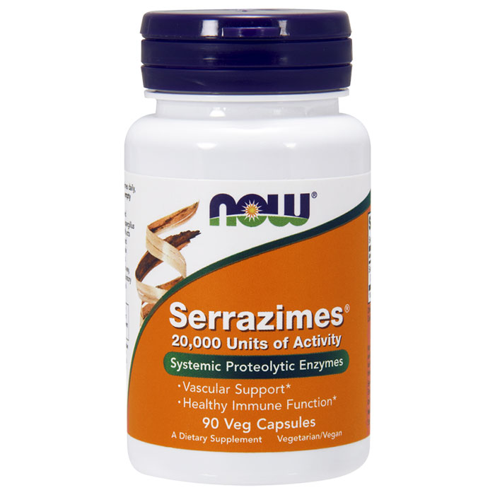 Serrazimes 20,000 Units, Systemic Proteolytic Enzymes, 90 Veg Capsules, NOW Foods