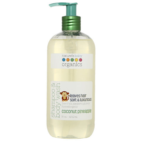 Shampoo & Body Wash, Coconut Pineapple, 16 oz, Natures Baby Organics