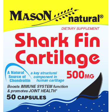 Shark Fin Cartilage 500 mg, 50 Capsules, Mason Natural