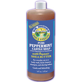 Shea Vision, Pure Peppermint Castile Soap with Organic Shea Butter, 32 oz, Dr. Woods