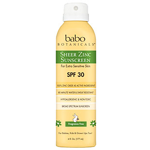 Sheer Zinc Continuous Spray Sunscreen SPF 30, 6 oz, Babo Botanicals