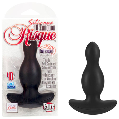 California Exotic Novelties Silicone 10-Function Risque, Vibrating Anal Plug, Black, California Exotic Novelties