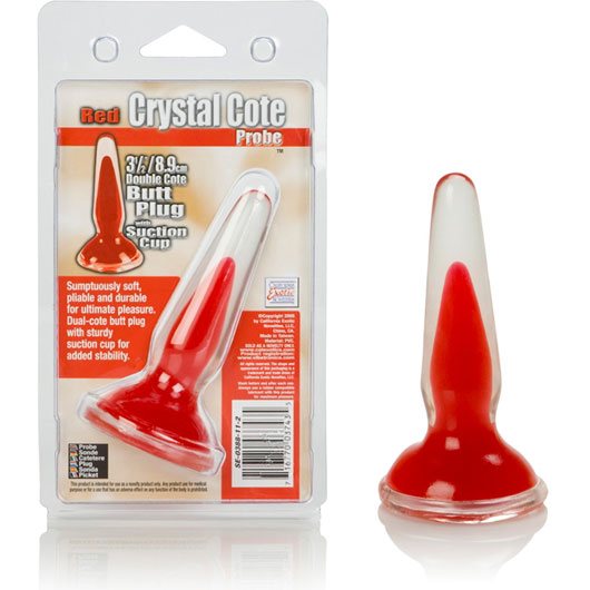 California Exotic Novelties Silicone Crystal Cote Butt Plug - Red, California Exotic Novelties