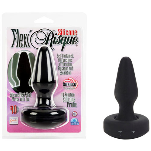 California Exotic Novelties Silicone Flexi-Risque, Vibrating Anal Plug, Black, California Exotic Novelties