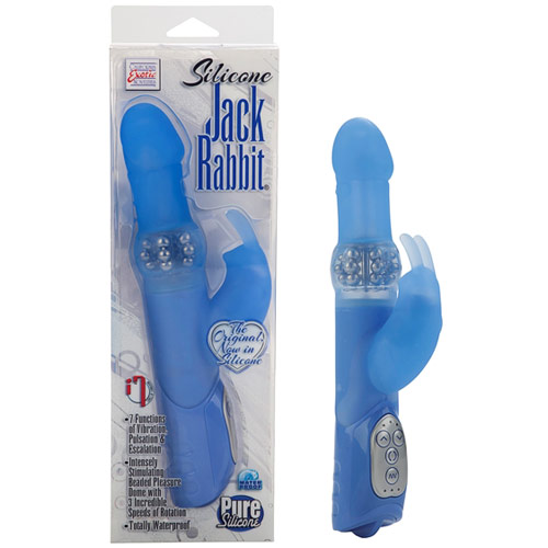 Silicone Jack Rabbit Vibrator, Blue, California Exotic Novelties