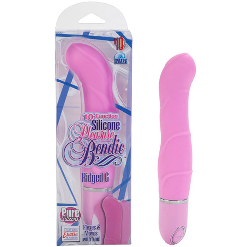 California Exotic Novelties 10-Function Silicone Pleasure Bendie Ridged G Vibrator, Pink, California Exotic Novelties