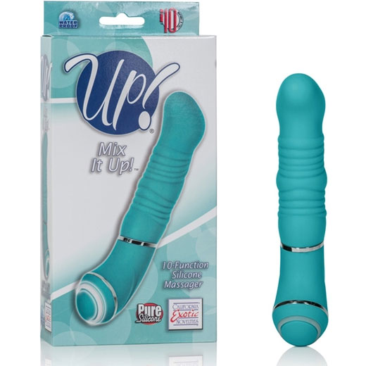 Mix It Up! 10-Function Silicone Massager Vibrator - Teal , California Exotic Novelties