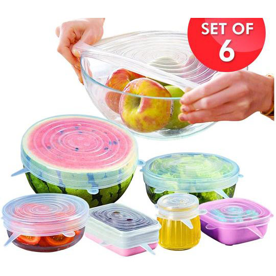 Reusable Silicone Stretchable Lids, Dinnerware & Food Covers, Various Sizes, 6 pc Set, AltCooking Hub