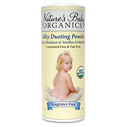 Organic Silky Dusting Powder, Fragrance Free, Talc Free Baby Powder, 4 oz, Natures Baby Organics