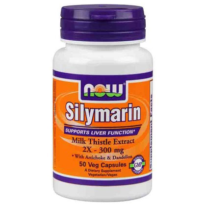 Silymarin 300 mg, Milk Thistle with Artichoke & Dandelion, 50 Veg Capsules, NOW Foods
