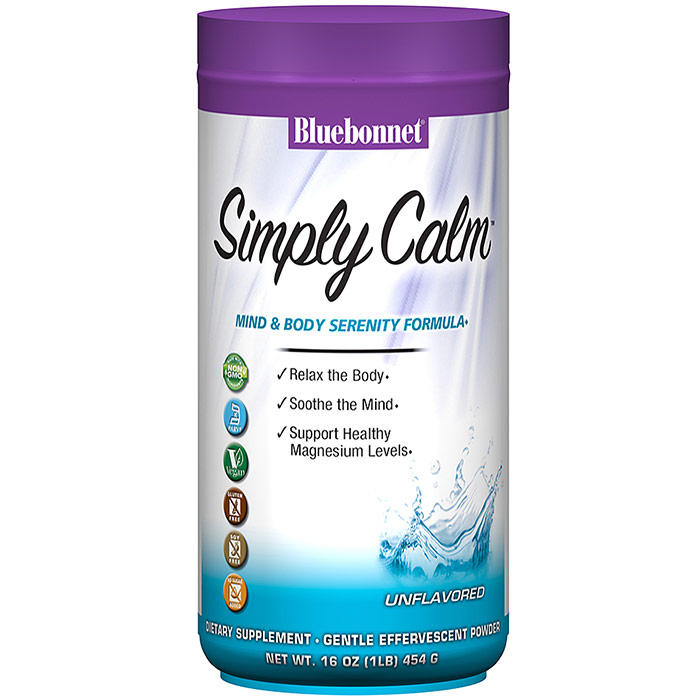 Simply Calm Magnesium Powder, Unflavored, 1 lb, Bluebonnet Nutrition