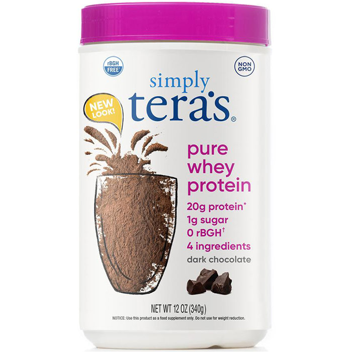 Simply Pure Whey Protein rBGH Free - Fair Trade Certified Dark Chocolate Cocoa, 12 oz, Teras Whey