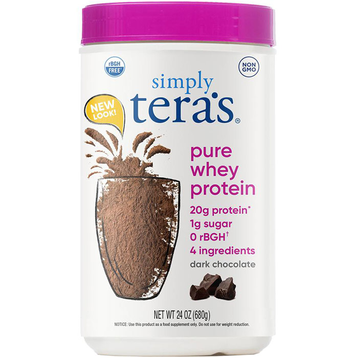 Simply Pure Whey Protein rBGH Free - Fair Trade Certified Dark Chocolate Cocoa, 24 oz, Teras Whey