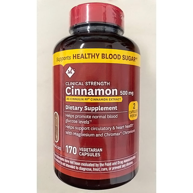 Concentrated Cinnamon 500 mg Plus Chromium & GlucoLite Blend, 170 Capsules, Members Mark