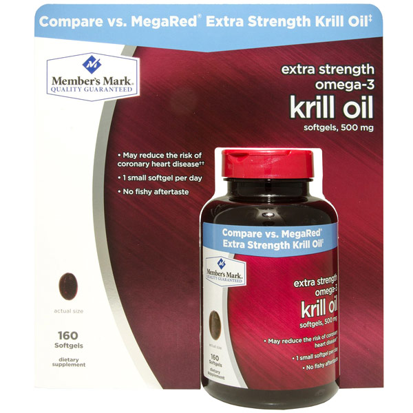 Extra Strength Omega-3 Krill Oil 500 mg, 160 Softgels, Members Mark