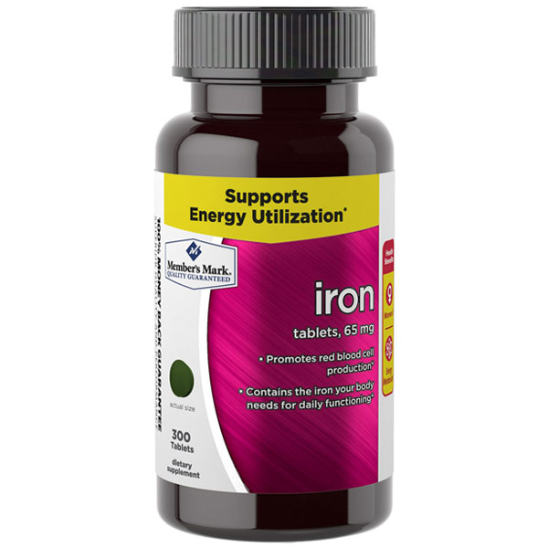 Iron 65 mg, 300 Tablets, Members Mark