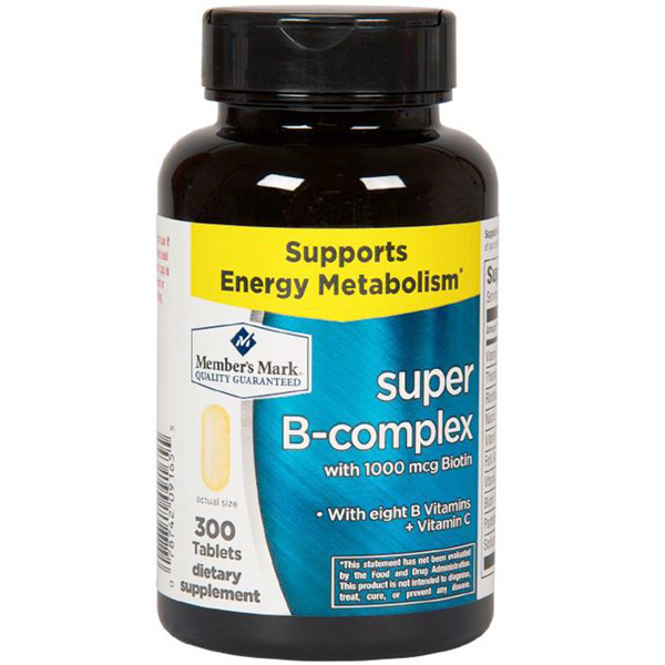 Super B-Complex with Biotin & Vitamin C, 300 Tablets, Members Mark