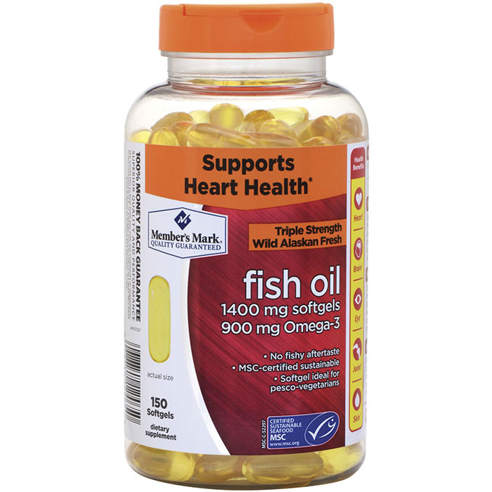 Triple Strength Wild Alaskan Fresh Fish Oil, 150 Softgels, Members Mark