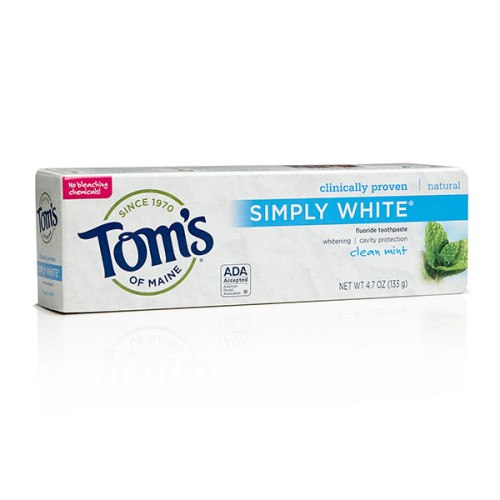 Simply White Whitening Toothpaste - Clean Mint, 4.7 oz, Toms of Maine